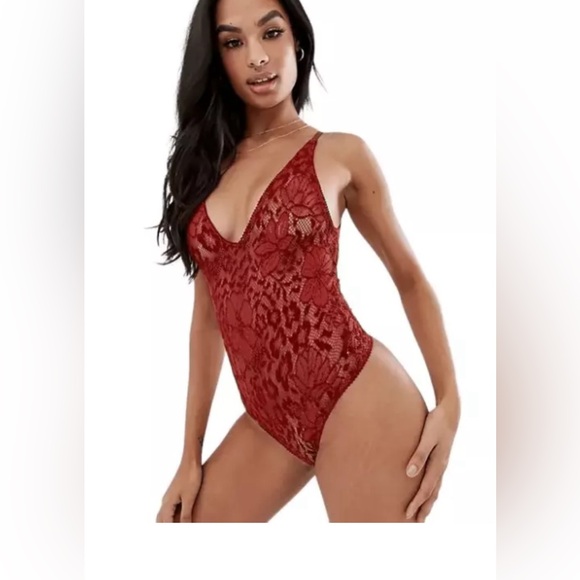 Free people Live It Up Lace Bodysuit in Rust Red, XS - Picture 1 of 5